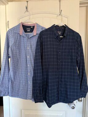 2 men’s large van heusen classic fit button down dress shirts